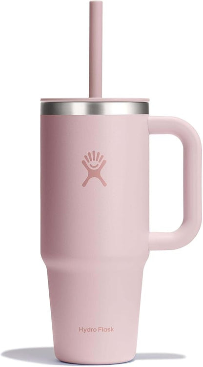Hydro Flask Travel Tumbler with Handle, Lid and Straw - Insulated Stainless Steel in 24 Oz Tonal Trillium