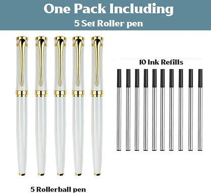 Ancolo Engraved Pens - Modern Roller Pens with 5 Free Personalized Lines, Ultra-Smooth Black Ink, Metal Body, Stylish Gift for Office Colleagues, Friends, Professor, Business