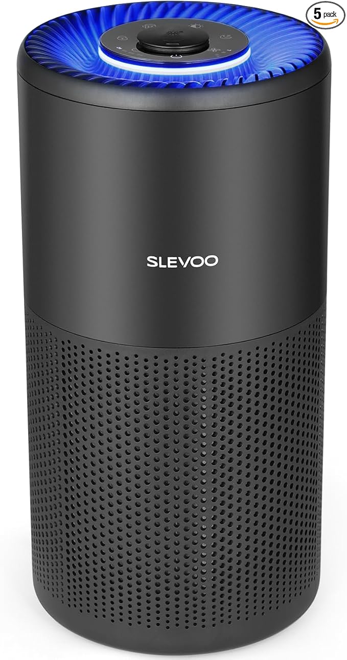 SLEVOO Air Purifier for Home Bedroom up to 1015 ft², Allergies Pet Hair, 3-in-1 Filter with hepa Air Purifier, Ultra Quiet 24 DB Sleep Mode,Aromatherapy,clean for Allergies,Pollutants,Smoke (black)