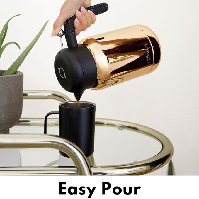 Aura Thermal Coffee Carafe - Vacuum Insulated Stainless Steel Tea Pot & Water Pitcher, Keeps Drinks Hot or Cold, BPA-Free, Beverage Dispenser Thermos - 51 oz Copper