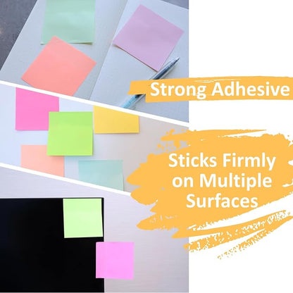 Sticky Notes 3x3 in, 8 Pads, 75 Sheets/Pad, Use as Bright Colors Self-Stick Pads, Note Taking Sticky Note Pads, Recyclable, Easy to Post for Home, Office, Notebook