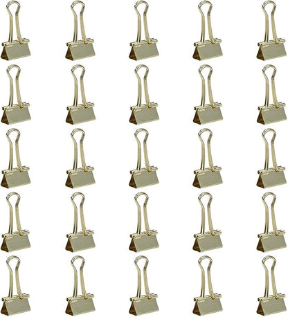 JAM PAPER Colorful Binder Clips - Small - 3/4 Inch (19 mm) - Gold Binderclips - 25/Pack