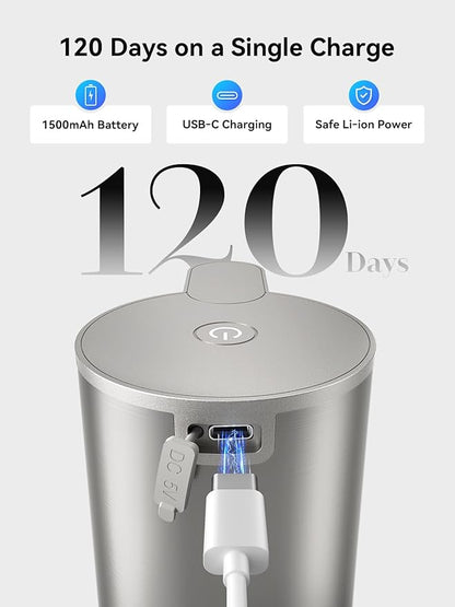 SUNLY Automatic Foam Soap Dispenser, 0.2s Fast Sensor, USB-C Rechargeable, Smudge-Resistant Stainless Steel, Touchless Liquid & Foaming Soap Dispenser for Bathroom, Kitchen, Hotel, Silver