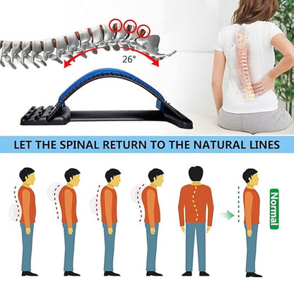 JUMPOW Back Stretcher for Lower Back Pain Relief, 3 Level Adjustable Lumbar Cracker Board, Spine Board, Relief for Herniated Disc, Sciatica, Scoliosis, Spine Decompression
