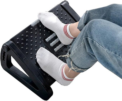 Foot Rest for Under Desk at Work,Ergonomic 6-Height Adjustable Footstool，Under Desk Footrest with Foot Massage Roller,Chair Footstool for Leg (Black)