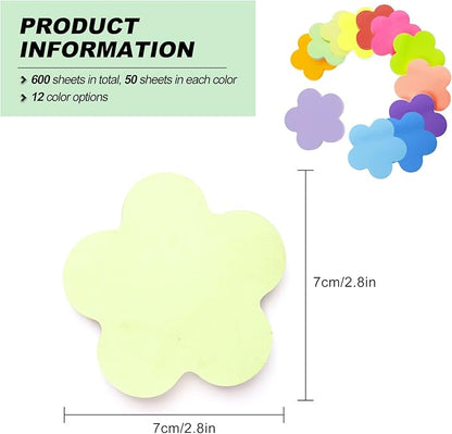 Sticky Notes, Self Sticky Post Notes, Bright Colorful Creative Sticky Tabs for Reminders Office School Home 2.75 x 2.75 Inch 50 Pieces/Pad 600 Sheet Flower