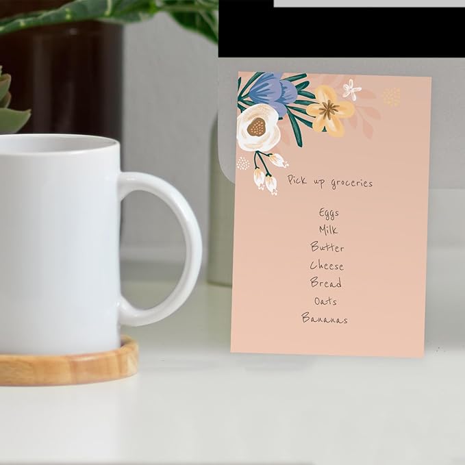 Simple Floral Sticky Note Pad Assortment/Set of 5 Pastel Note Pads / 4" x 6" Botanical Sticky Note Pads / 50 Sheets Per Pad/Made in USA