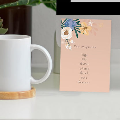 Simple Floral Sticky Note Pad Assortment/Set of 5 Pastel Note Pads / 4" x 6" Botanical Sticky Note Pads / 50 Sheets Per Pad/Made in USA
