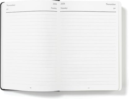Wykeham's Executive 2026 Daily Journal Planner – US Public Holidays & Format – Customization Available (Personalized Black, 8.5"×5.5")