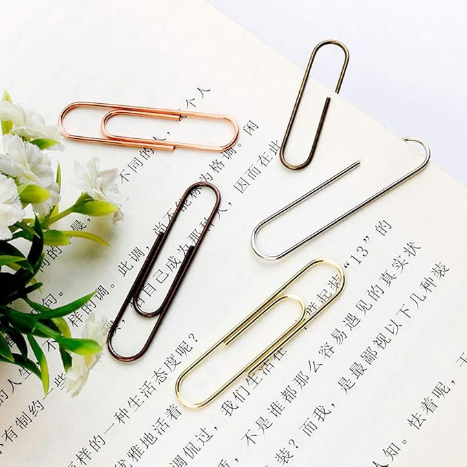 Rurili 50 Pieces 50 mm Metal Paper Clips for Office School and Personal Use (Bronze)