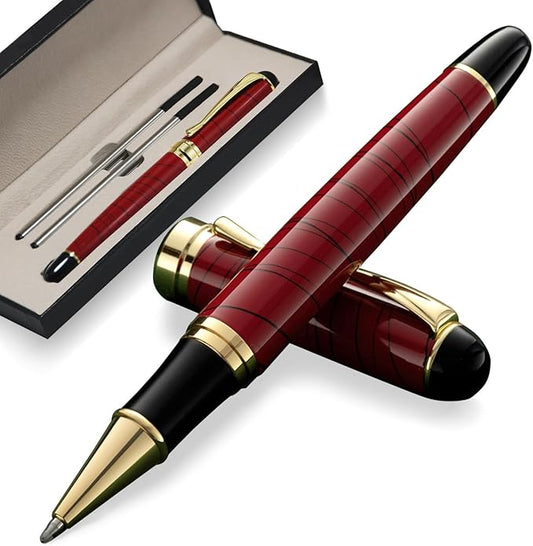 Luxury Ballpoint Pens Black Ink 0.5mm Medium Point Work Pen Smooth Writing,Elegant Fancy Nice Gift Pen Set for Signature Executive Business Office Supplies - Gift Boxed with Extra Refills