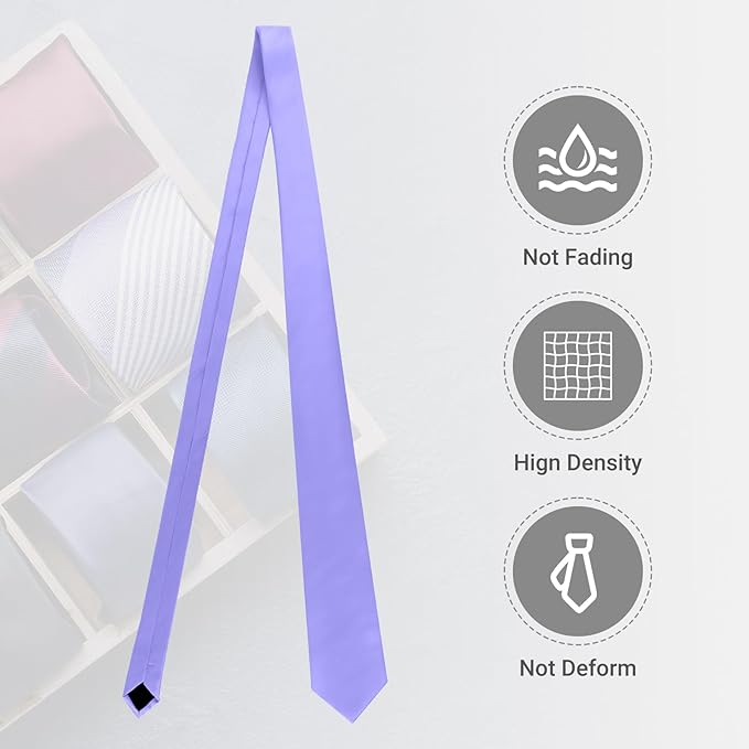 Black Ties For Men Solid Pure Color Formal Neckties 3.15" (8CM) Men's Tie for Business and Wedding with Gift Box