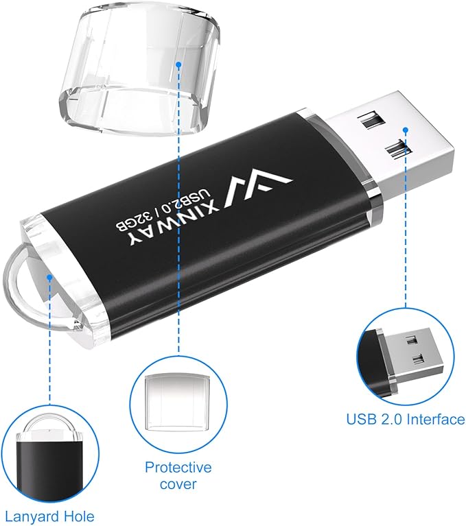 32GB USB 2.0 Flash Drives Thumb Drives Memory Stick Jump Drive Zip Drive, 2 Pack Mixed Colors: Black Blue