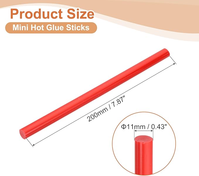 uxcell 8 Pcs Mini Hot Glue Sticks, 0.43" Dia x 7.87" Long EVA Glue Gun Sticks, Red Mini Hot Melt Glue Sticks for DIY Craft Sticky Projects