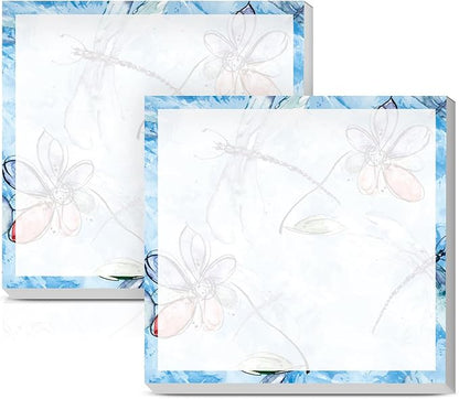 Sticky Notes 3x3 Inches, 2 Pack Cute Colorful Bright Self-Stick Note Pads, Easy to Post for Home, Office, Notebook, Meeting Cute Blue Dragonfly