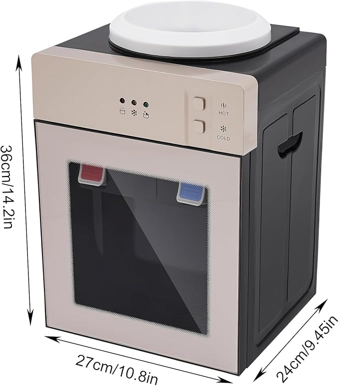 Water Dispenser Top Loading Countertop Water Cooler Dispenser with 3 Temperature Settings Desktop Electric Hot and Cold Dispenser for Home, Office, Dormitory (Champagne Gold)