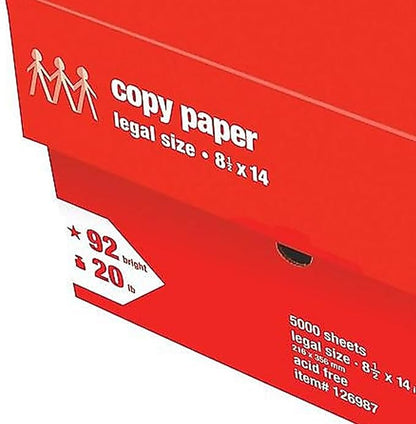 Staples 126987 8.5-Inch x 14-Inch Copy Paper 20 lbs. 92 Brightness 500/Ream 10 Reams/CT