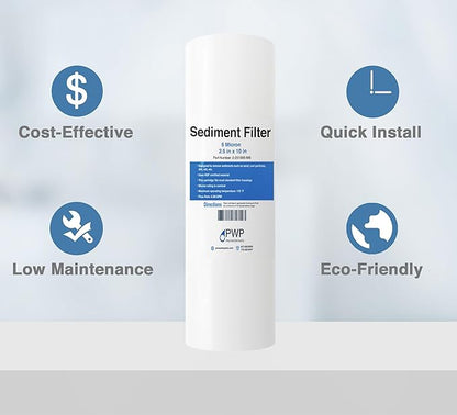 Sediment Melt Blown Water Filter Cartridge Standard 2.5x10" 5 Micron 25 Pack