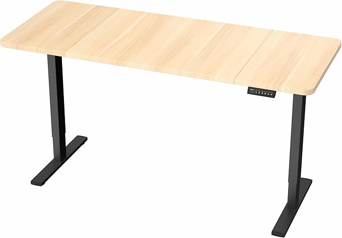 VIVO Electric 60 x 30 in Standing Desk, Memory Height Adjustment, 1B Series, Light Wood Top Black Frame, DESK-KIT-1B6C-30
