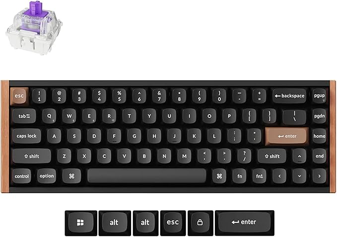 Keychron K6 HE 65% Wireless Mechanical Keyboard, 2.4GHz & Bluetooth, Gateron Double-Rail Magnetic Switch, Double-Shot PBT Keycaps, Aluminum & Wooden Frame, Compatible with Windows/Mac – Black