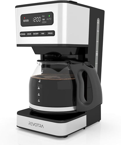 12-Cup Programmable Coffee Maker, Regular & Strong Brew Drip Coffee Machine, 1-4 Cup and Ice Coffee Setting, 24H Timer, Auto Shut-Off, Keep Warm, Pause & Serve, christmas gift
