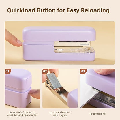 deli Stapler, Desktop Staplers with Integrated Staple Remover, 45 Sheet Capacity Office Stapler, 2 Pack, Purple