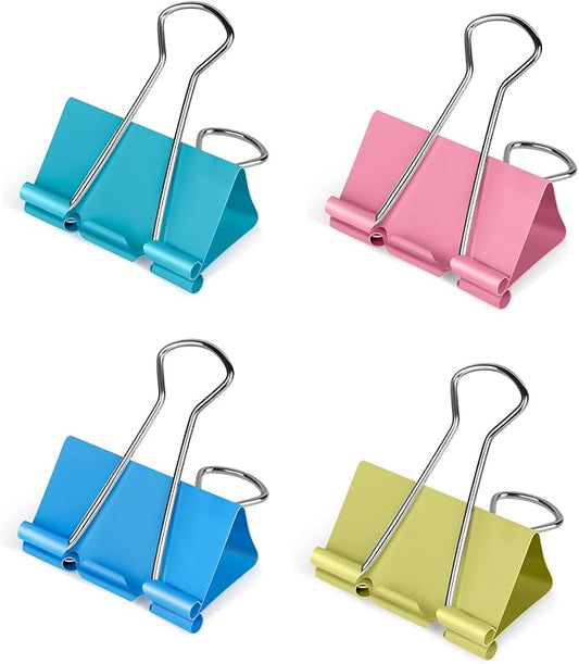 Ufmarine Medium Binder Clips 1.25 inch Length, (40 Pcs) Colorful Paper Clips Medium for Office