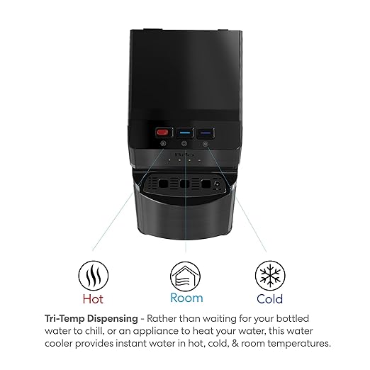 Brio Bottleless Water Cooler Dispenser w/ 2-Stage Filters (Included) removes PFAS & Microplastics for Clean Drinking Water, UL Certified | 3 Temp (Hot, Room, Cold) w/Child Safety Lock & LED Display