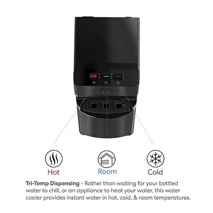 Brio Bottleless Water Cooler Dispenser w/ 2-Stage Filters (Included) removes PFAS & Microplastics for Clean Drinking Water, UL Certified | 3 Temp (Hot, Room, Cold) w/Child Safety Lock & LED Display