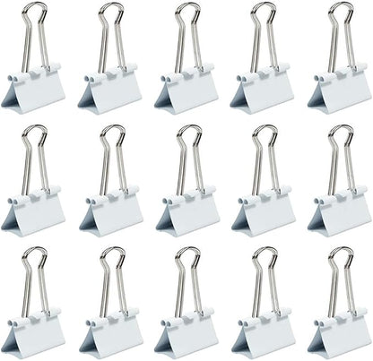 JAM PAPER Colorful Binder Clips - Medium - 1 1/4 Inch (32 mm) - White Binderclips - 15/Pack