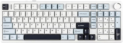 MechLands Aula F99 PRO 96% Mechanical Gaming Keyboard, BT5.0/USB-C/2.4GHz Wireless, Hot Swappable Gasket Custom Keyboard with 8000mAH Battery, Rotary Knob, RGB Backlit for Win/Mac (White Blue)