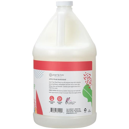 Ginger Lily Farms Botanicals All-Purpose Liquid Hand Soap Refill, 100% Vegan & Cruelty-Free, Apple Pear Scent, 1 Gallon (Pack of 4)