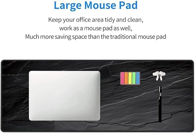 Mouse Pad Gaming Mousepad 31.5x11.8 Inch - 3mm Durable Fabric with Non-Slip Base, Waterproof Surface & Reinforced Edges for Gamers, Work Desks and Streaming Setups(Black Rock)