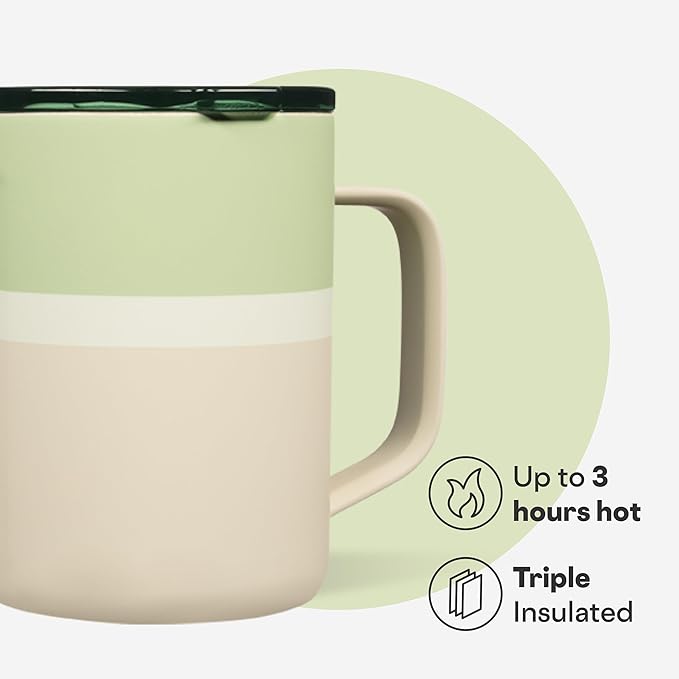 Corkcicle Classic Coffee Mug - Triple Insulated Stainless Steel for Travel - Shatter-Proof Lid - Keeps Drink Hot Over 3 Hours - Holiday Mug Gift - Great for Gifting Warmth - 16 oz - Grogu