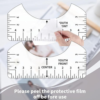 12pcs Tshirt Ruler Guide for Vinyl Alignment, T Shirt Measurement Accessories Tools for Cricut Heat Press & Cameo & HTV Transfer Vinyl, Stocking Stuffers Gifts for Women (White)