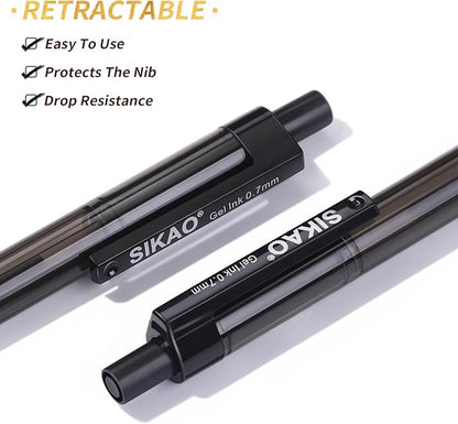 Black Gel Pens Bulk, 60 Pack Retractable Gel Ink Pens, Black Ink 0.7mm Fine Point Smooth Writing No Smear Quick Dry, Click Gel Roller Pens for Teachers Students, Office School Supplies