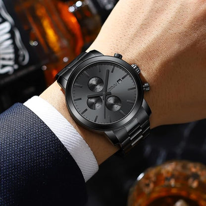 CRRJU Mens Stylish Casual Quartz Watches for Men Luxury Waterproof Calendar Chronograph Japan Movement Wristwatches