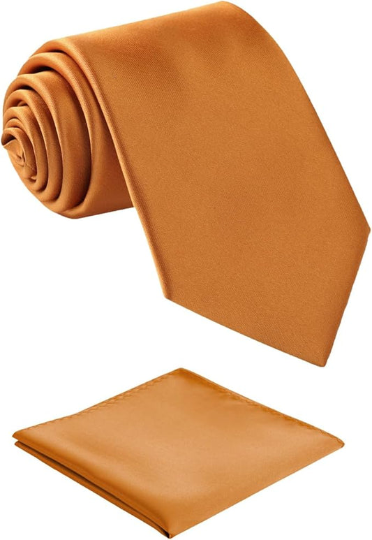 Mens Solid Satin Mens Tie With Hanky,Handmade Neckties For Men