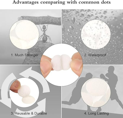 400pcs (200 Pair Sets) 15mm Diameter Sticky Back Hook, Self Adhesive Dots Loop Tapes for DIY Crafts Office Classroom (White)