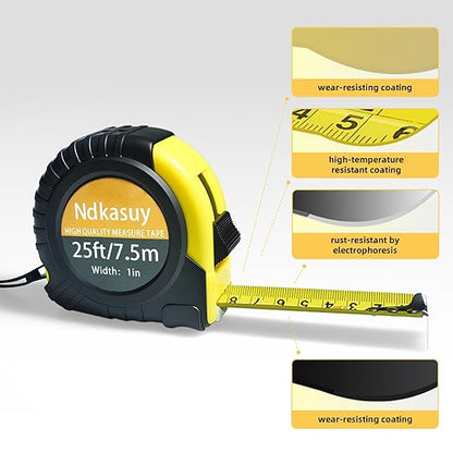 25ft Self-Locking Tape Measure. Dual Metric/Imperial Scales. Durable Carbon Steel, Clear Markings. Perfect for DIY, Construction & Woodworking
