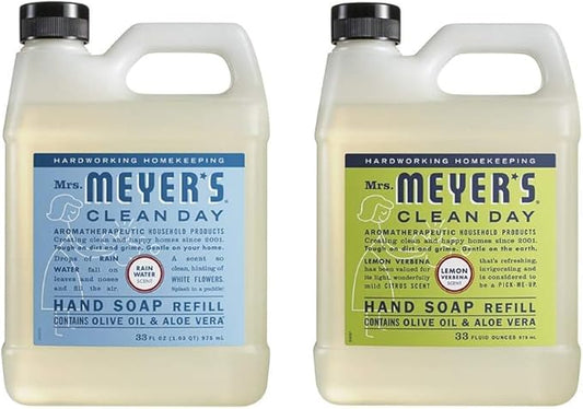 Mrs. MEYER'S CLEAN DAY Hand Soap Refill Scent Variety Pack 2 CT (Lemon Verbena + Rain Water)