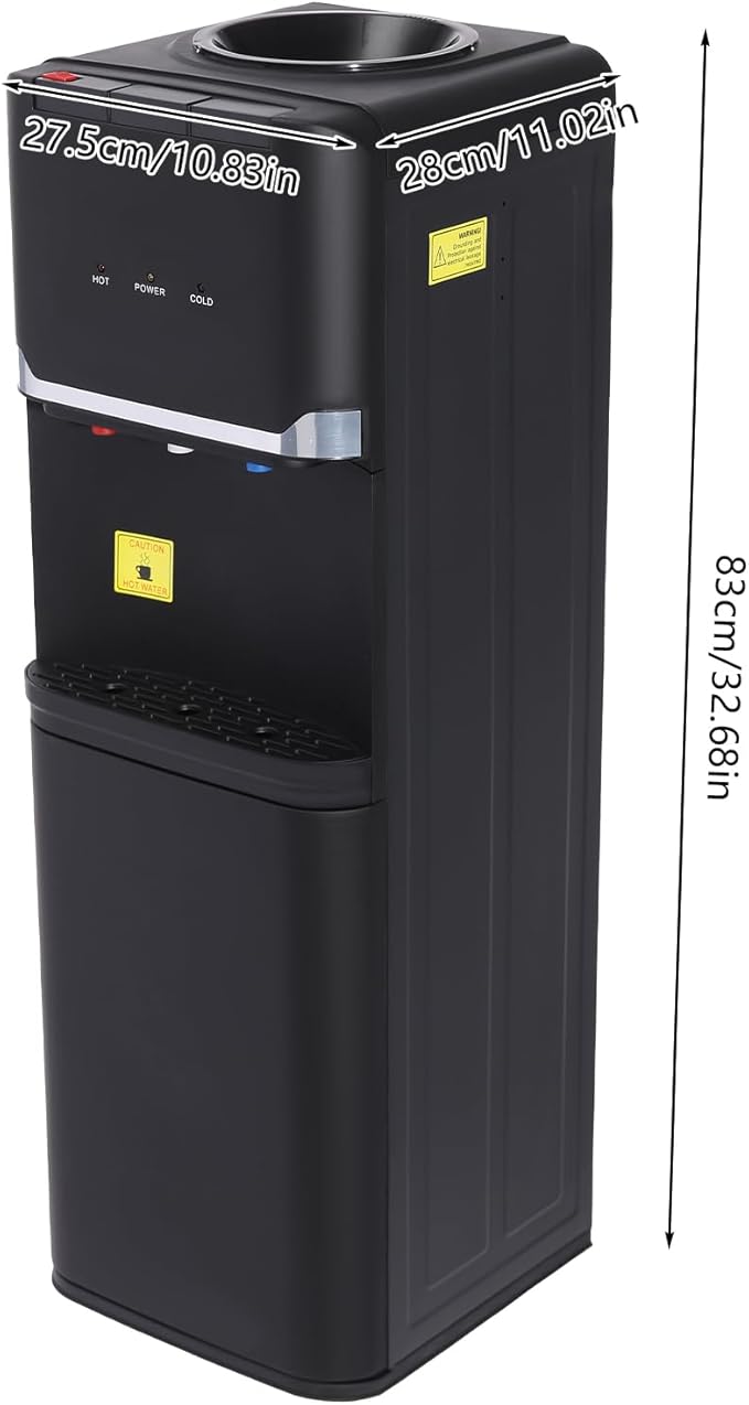 Top Loading Water Dispenser, 5 Gal Hot, Cold & Warm Water Dispenser, 110V Floor Standing Water Cooler with Safety Lock, Energy-Saving Water Dispenser for Home & Office
