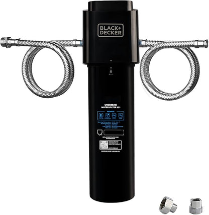 BLACK+DECKER Undersink Water Filter 10’’ | Reduces CHLORAMINE,Chlorine, Lead, PFAS, Bad Taste, Odor | Under Counter Water Filter Direct Connect to Kitchen Faucet | NSF/ANSI 42 Certified | 1 year