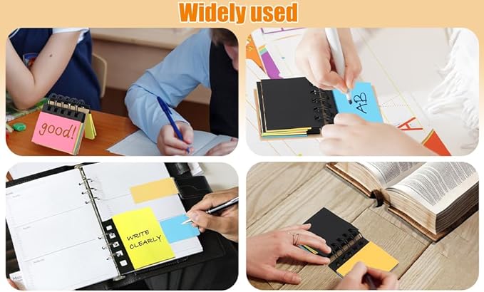 RHAWOM 12 Pads Mini Sticky Note Pads Sets,Hard Cover Cute Spiral Notepad with Variety Size,3 x 3.5 in ，Book Page Tabs Coil Post,Gifts for Work Friends Notebook Bulk 250 Count/Pad