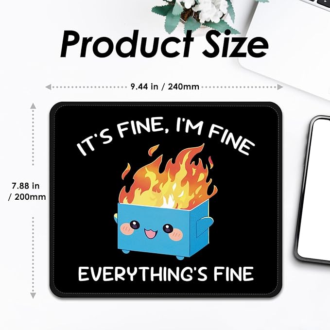Square Mouse Pad with Stitched Edge, Premium Mousepad Washable Cloth. Computer Mouse Pad with Non-Slip Rubber Base, Mouse Pads for Computers Laptop Mouse 9.25x7.75x0.12 inch-Blue Box on Fire