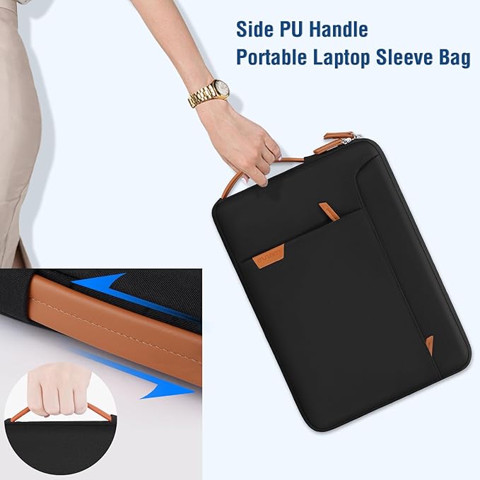 MOSISO 360 Protective Laptop Case 13-14 inch, 13.3 inch Laptop Sleeve Compatible with MacBook Air/Pro 13 /Pro 14, HP Dell Acer ASUS, Computer Bag with Arc Horizontal&Vertical Pocket&Side Handle, Black