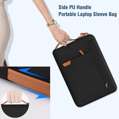 MOSISO 360 Protective Laptop Case 13-14 inch, 13.3 inch Laptop Sleeve Compatible with MacBook Air/Pro 13 /Pro 14, HP Dell Acer ASUS, Computer Bag with Arc Horizontal&Vertical Pocket&Side Handle, Black