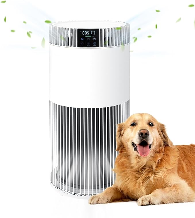 VENTISOL Air Purifiers for Home Large Room 1200 Ft², HEPA Filter Pet Air Purifier for Bedroom,Sleep Mode, with PM 2.5 Display, 360° Remove Smoke Odor, Washable Per Filters, White