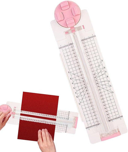 Paper Trimmer - 4 in 1 Portable Precision Cutter, Heavy Duty Paper Slicer, Side Ruler with Adjustable Guide, Portable Slicer for Label Card Photo Cardstock Home Office School Students Teacher