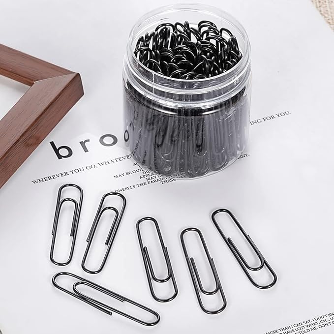 Vinaco Paper Clips Black, 100 Pack Large Paper Clips 2 Inch (50 mm), Durable & Rust Resistant, Jumbo Paperclips. Great for Office, School and Personal Use (Black)